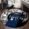Police Box Time Travel Round Carpet Chair Cushion Round Entryway Rug, Soft Round Rugs for Living Room, Bedroom, Circle Carpet Decor Gifts