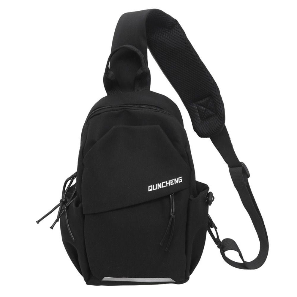 Multifunctional Shoulder Crossbody Bag Solid Color Sports Knapsack Casual Nylon Chest Bag  Male
