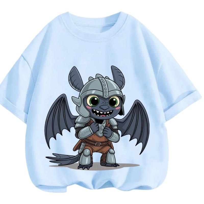 Toothless Summer Fashion T-Shirt Cute Cartoon Design Casual Crew Neck For Children