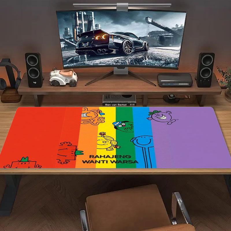Mr. Men Little Miss Large Size Mouse Pad Large Gaming Table Cushion Non-slip Laptop Tablet Big Mousepad XXL Mat Mini PC Playmat With Lock edge
