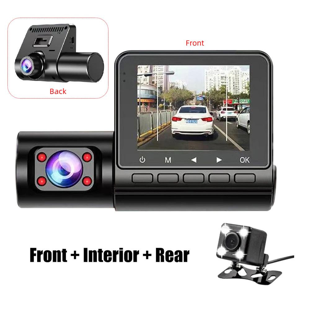 2/3 Channel Car DVR Three-Lens Inside Vehicle Camera Recorder Video HD1080P Dashcam Loop Recording Car Charge