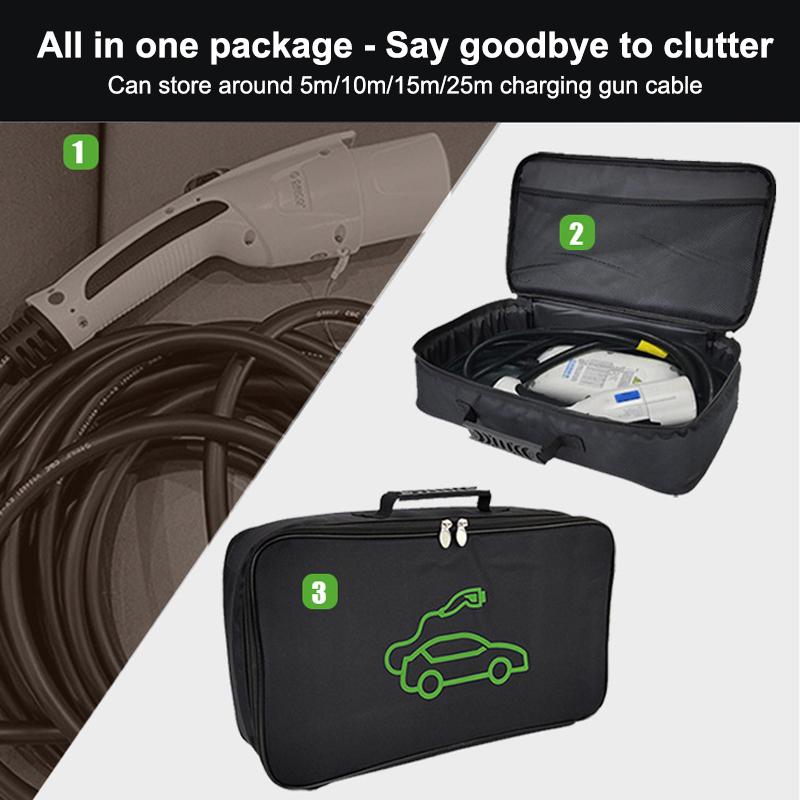 Electric Car Battery Jumper Cable Storage Bag Waterproof Ev Car Rechargeable Gun Storage Organizer For Charging Cables Cords