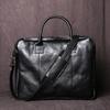 NZPJ Retro Handmade Top Layer Cowhide Leather Men's Handbag Vegetable Tanned Horizontal Computer Bag Zipper Briefcase