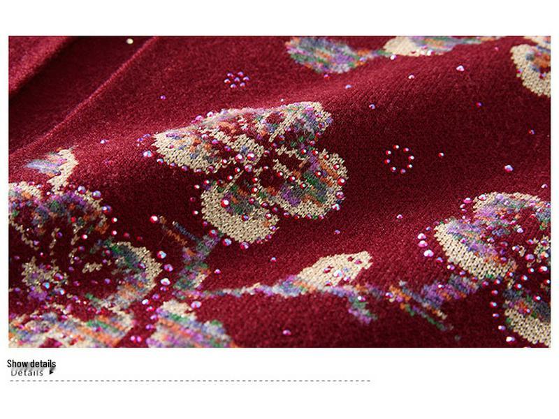 Mother-in-law Style Autumn Knit Cardigan Set for Middle-aged and Elderly Women
