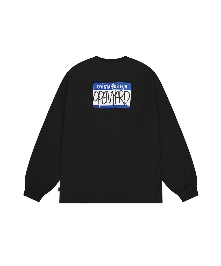 Opeunyadeu(Owai) Torn Name Tag Long Sleeve - Black