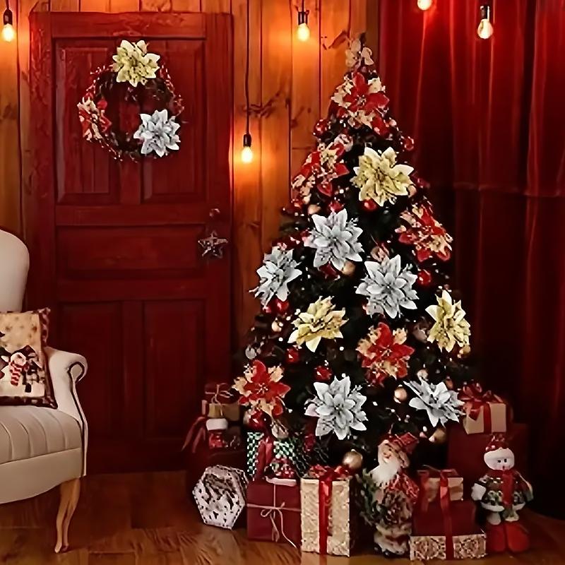 15cm Weihnachtsbaum dekorative Blume Weihnachten Gold Pulver Blume Gold Pulver hohl 3D Blume