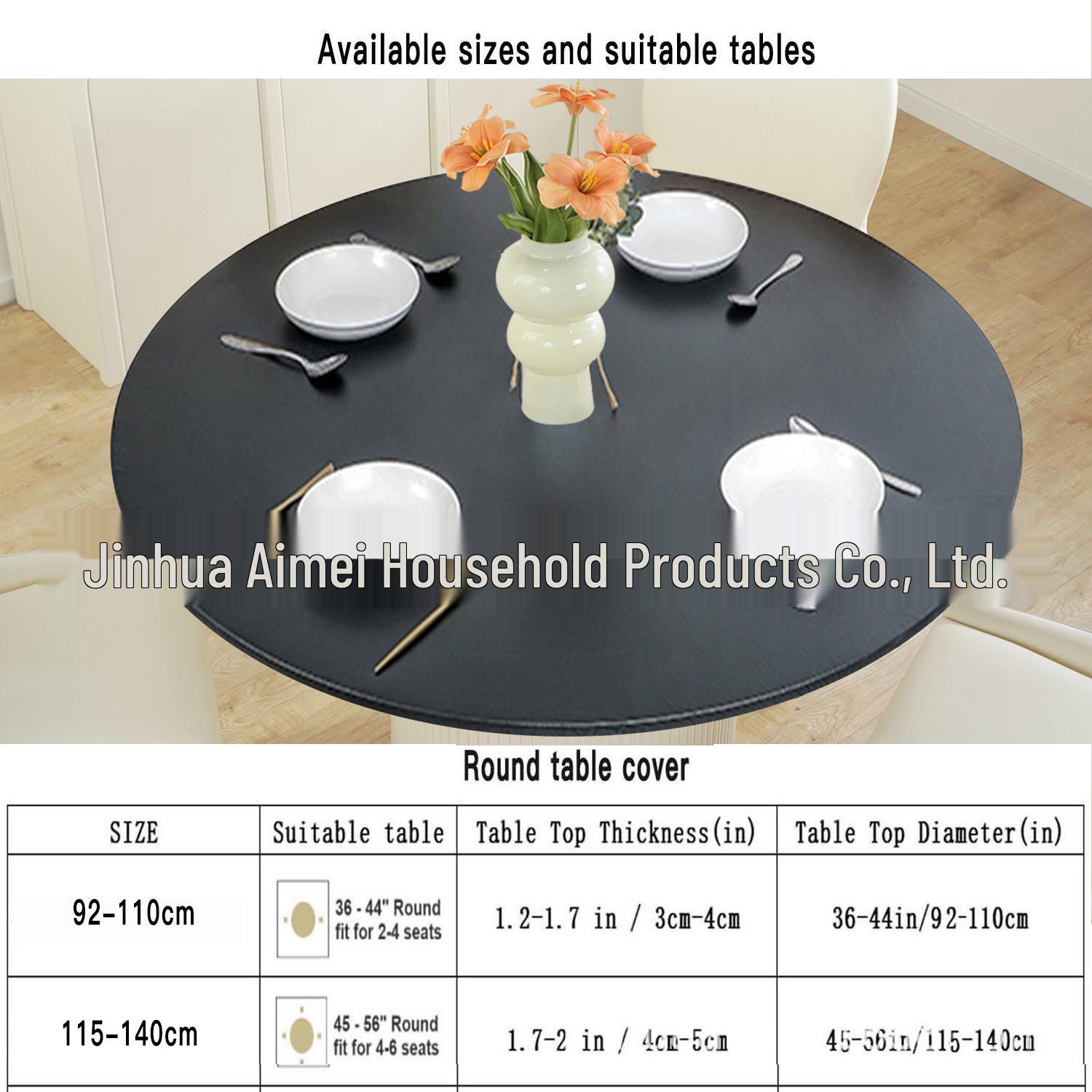 Nordic Outdoor Waterproof PVC Round Table Cover & Tablecloth for Patio and Picnic 48-inch Round