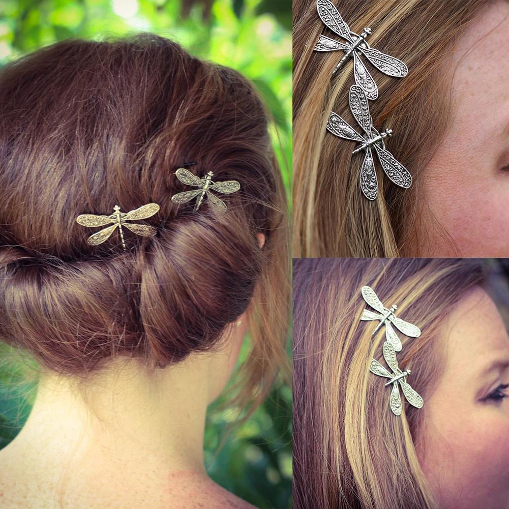 Elegant Vintage Dragonfly Hairpins Bridal Headdress Wedding Hair Accessories Transparent Dragonfly Hair Clip 1pcs