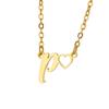 Fashion Initial Pendant Necklace For Women Letter Name Hollow Out Heart Charm Stainless Steel Gold Color Chain Jewelry Gift