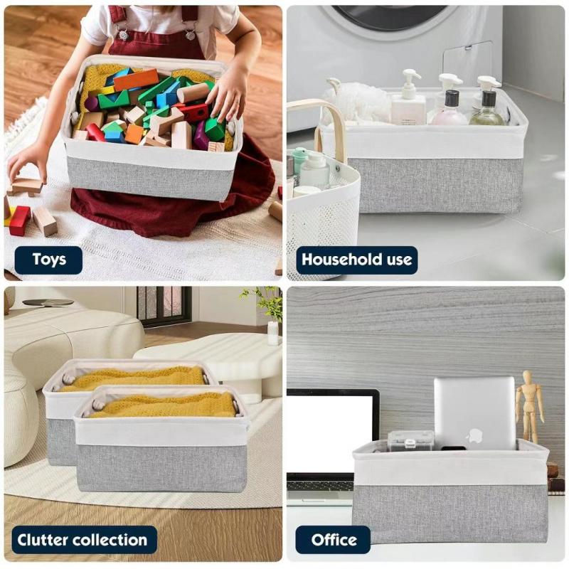 Foldable Storage Cube Organizer Box with Rope Handle Fabric Foldable Storage Basket for Shelves And Closets - Home Organization