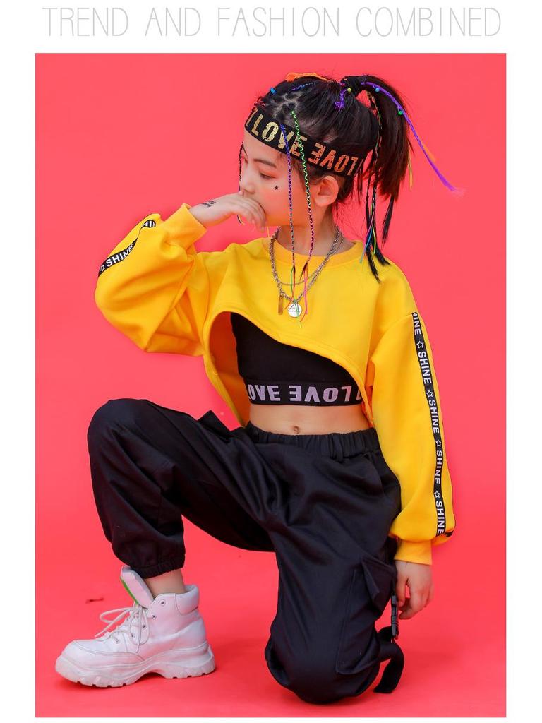 Costume Trendy da Ballo di Strada per Ragazze – Outfit Crop Top Jazz & Hip Hop