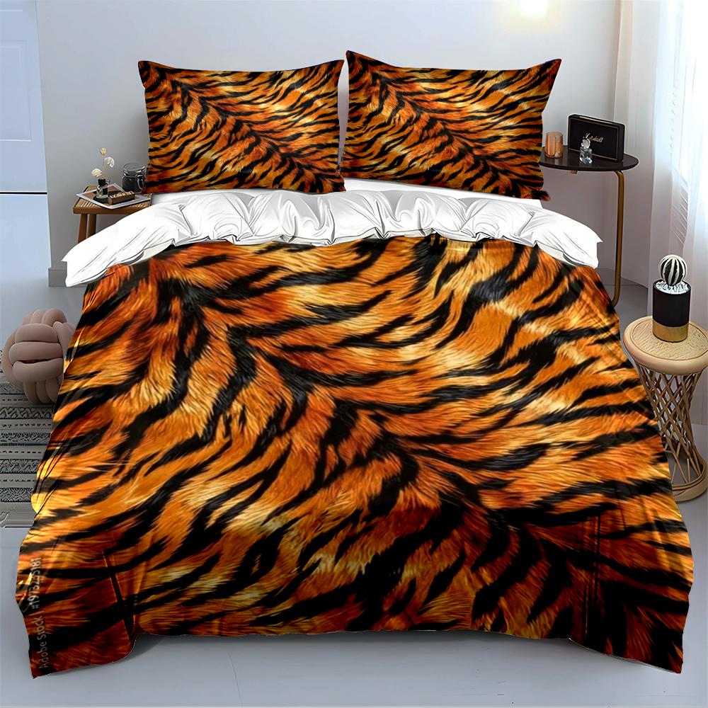 Tiger Stripe Pattern Bedding Set Bedding set (1 duvet cover, 2 pillowcases, duvet not included)