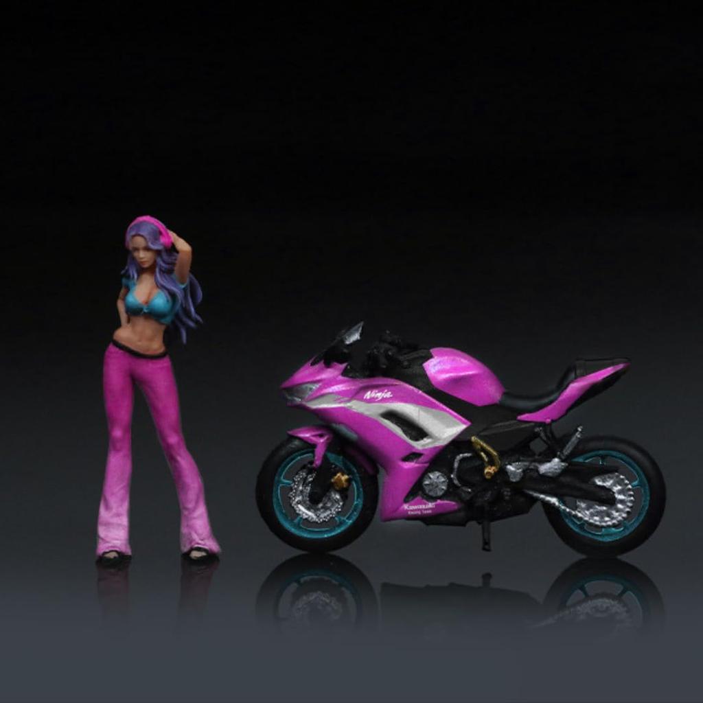 Moreart Miniature Figure Bike Set MO222108 Model Girl Model Diorama Minicar 1/64 & [Used]