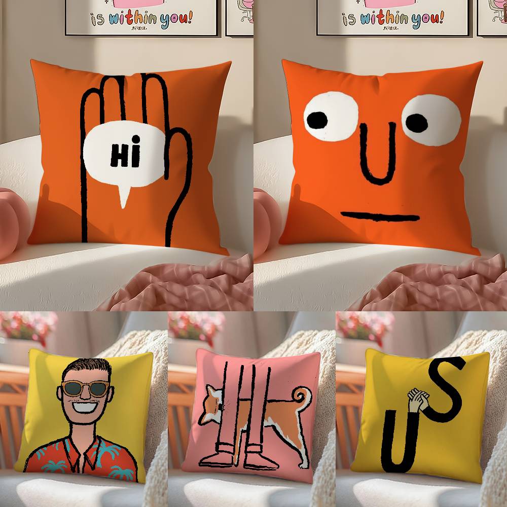 Fantasy Lustiger Stil Interessanter Kissenbezug Anti-Hausstaubmilben Kissenbezug Unsichtbarer Reißverschluss Seidig kurzer Plüsch Sofakissenbezug