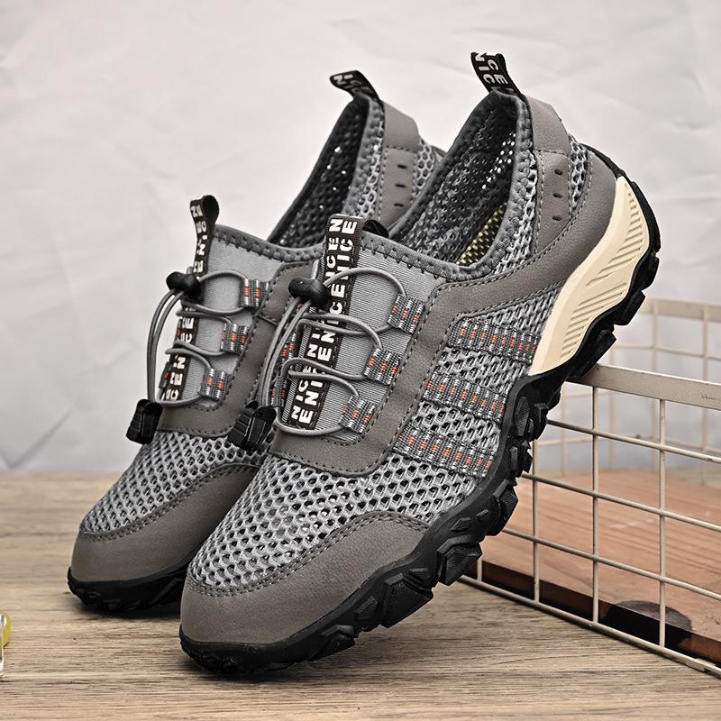 2024 Summer Breathable Mesh Men's Shoes Hollow Out Casual Anti Slip Mountaineering Outdoor Mesh Shoes