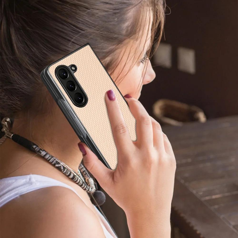 Luxuriöses Flip-Case, ultradünn, langlebig, harte PC-Schale, PU-Leder, für Samsung Galaxy Z Fold 6 5 4 3 2 Fold 6 Fold 5 Fold 4 Fold 3 Fold 2 5G