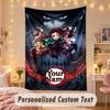 Custom Personalized Tapestry,Demon Slayer Print Custom Name Text Wall Art Hanging for Bedroom