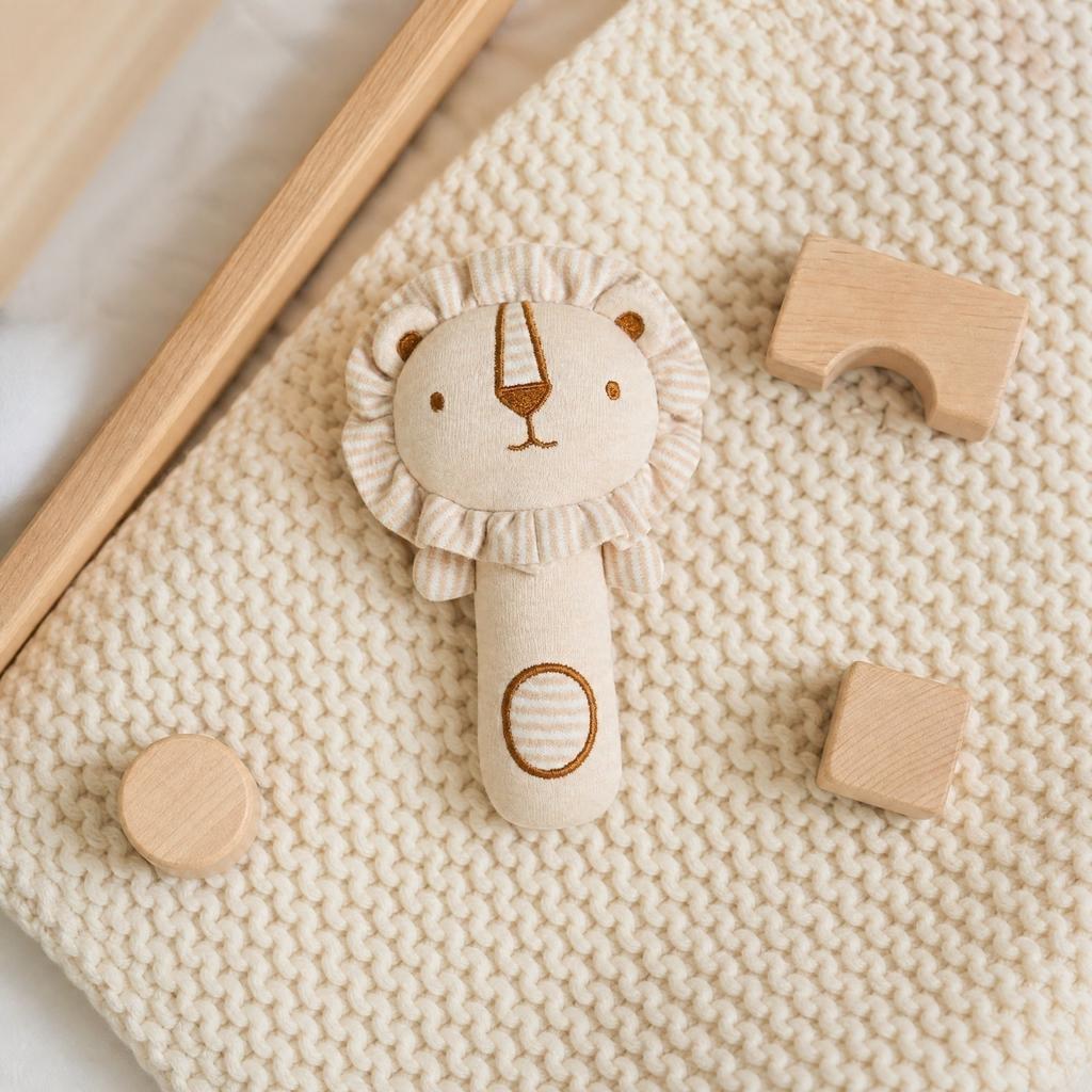 Cotton Baby Rattle Teether Toy for Soothing and Teething