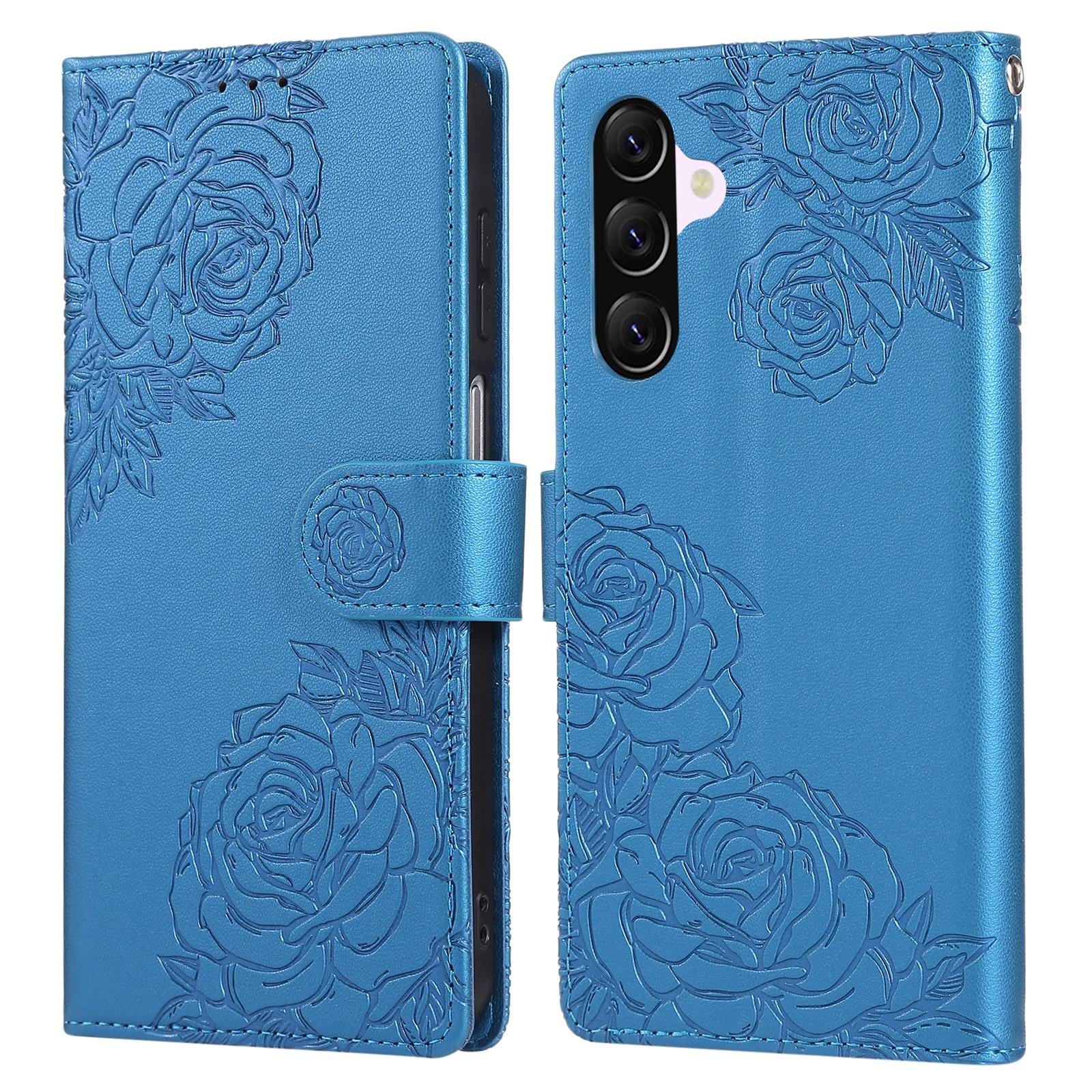 

Чохол для Samsung Galaxy A56 5G з гаманцем з ПУ шкіри з квіткою троянди та 3 слотами для карток Blue