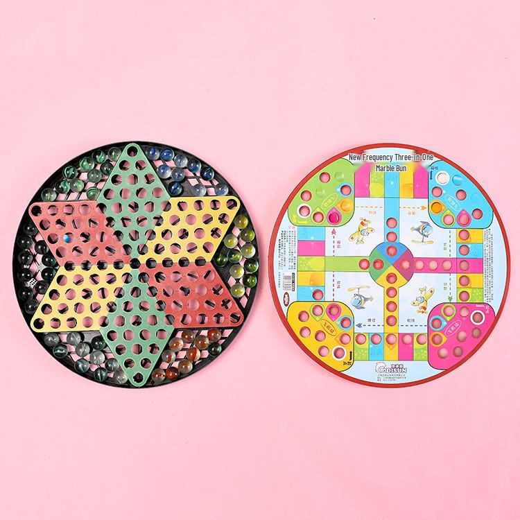 Children s Two-in-One Educational Board Game: Traditional & Chinese Checkers Set with Large Glass Beads