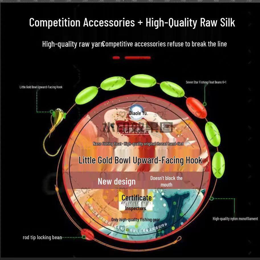 Xiao Jin Tuo Tiantou Traditional Copper Head Fishing Line Set with Jin Hai Xi Hooks