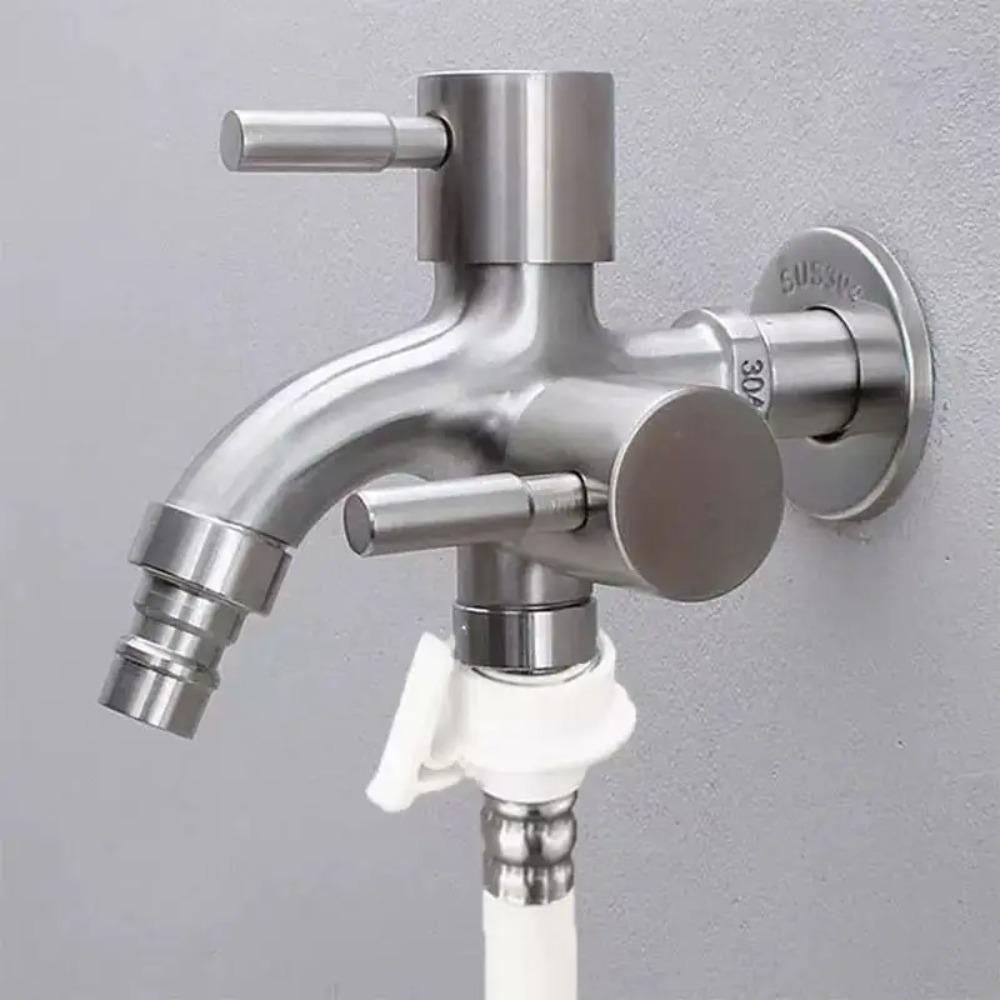 1PC 304 Stainless Steel Dual Outlet Washing Machine Faucet Multi Function Water Tap for Laundry Room Bathroom Accessories