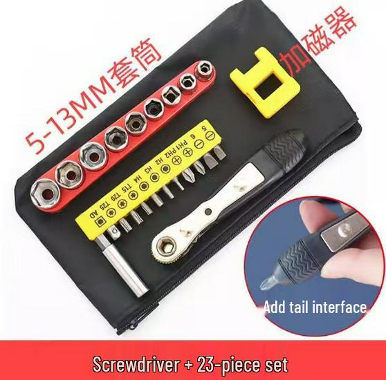 Compact 36-Tooth Ratchet Screwdriver for Tight Spaces with L-Shaped Bent Wrench