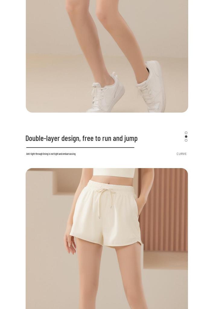 Coole Damen-Lauf- und Yogashorts - Zwei-in-Eins, Anti-Exposure-Design für den Sommer