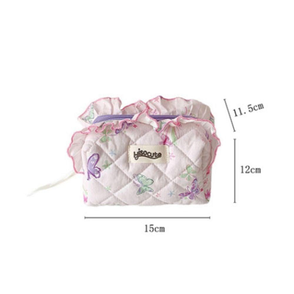 Lace Butterfly Print Toiletry Storage Bag Large Capacity Lace Pen Bag Sweet Storage Bags  Women