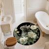 Floral Cat  Round Area Rug,Carpet Rug for Living Room Bedroom Sofa Playroom Decor,Non-slip Floor Mat