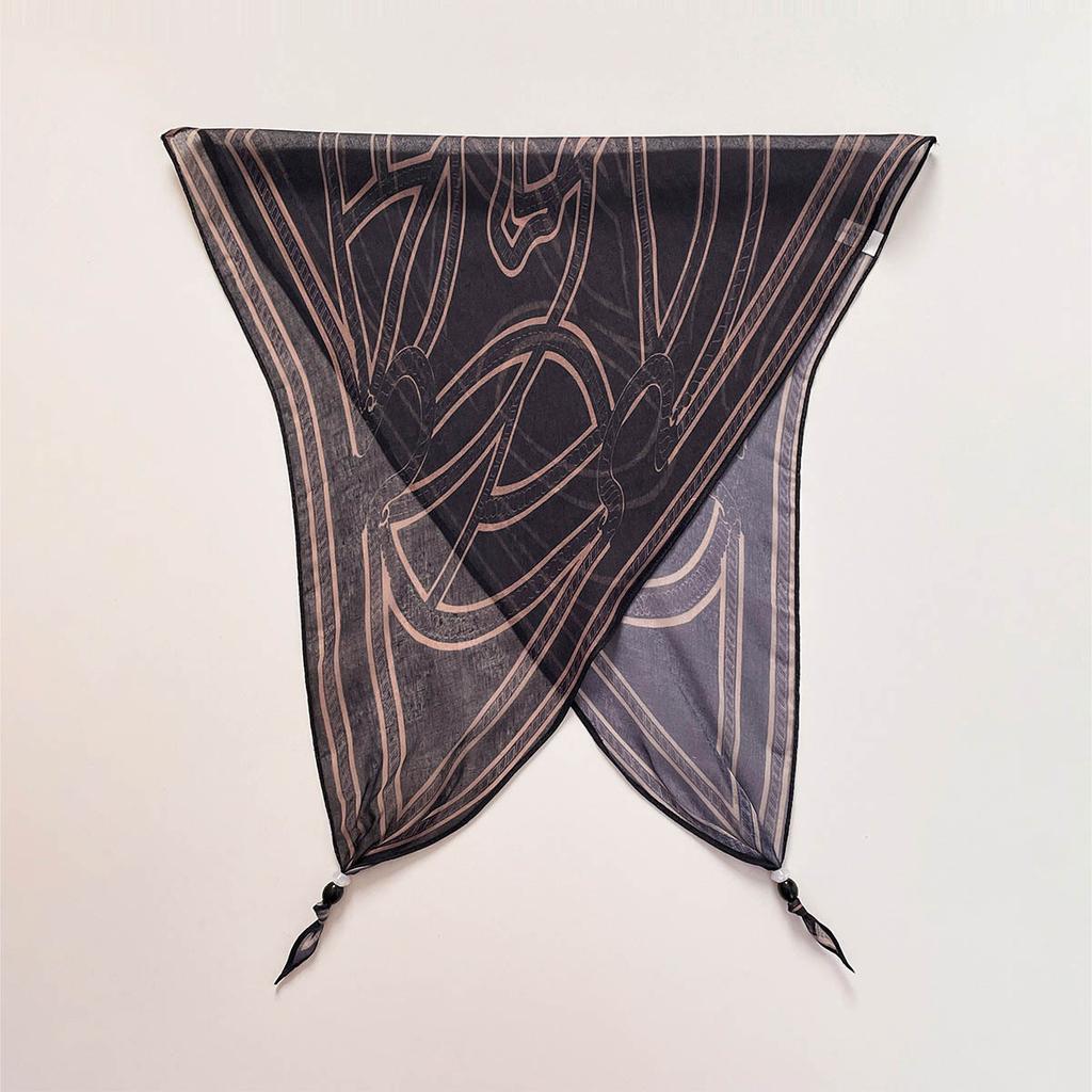 Retro rhombus triangular silk scarf strap fart curtain women's spring and summer fashion versatile stacked wear go out decorative jeans accessories