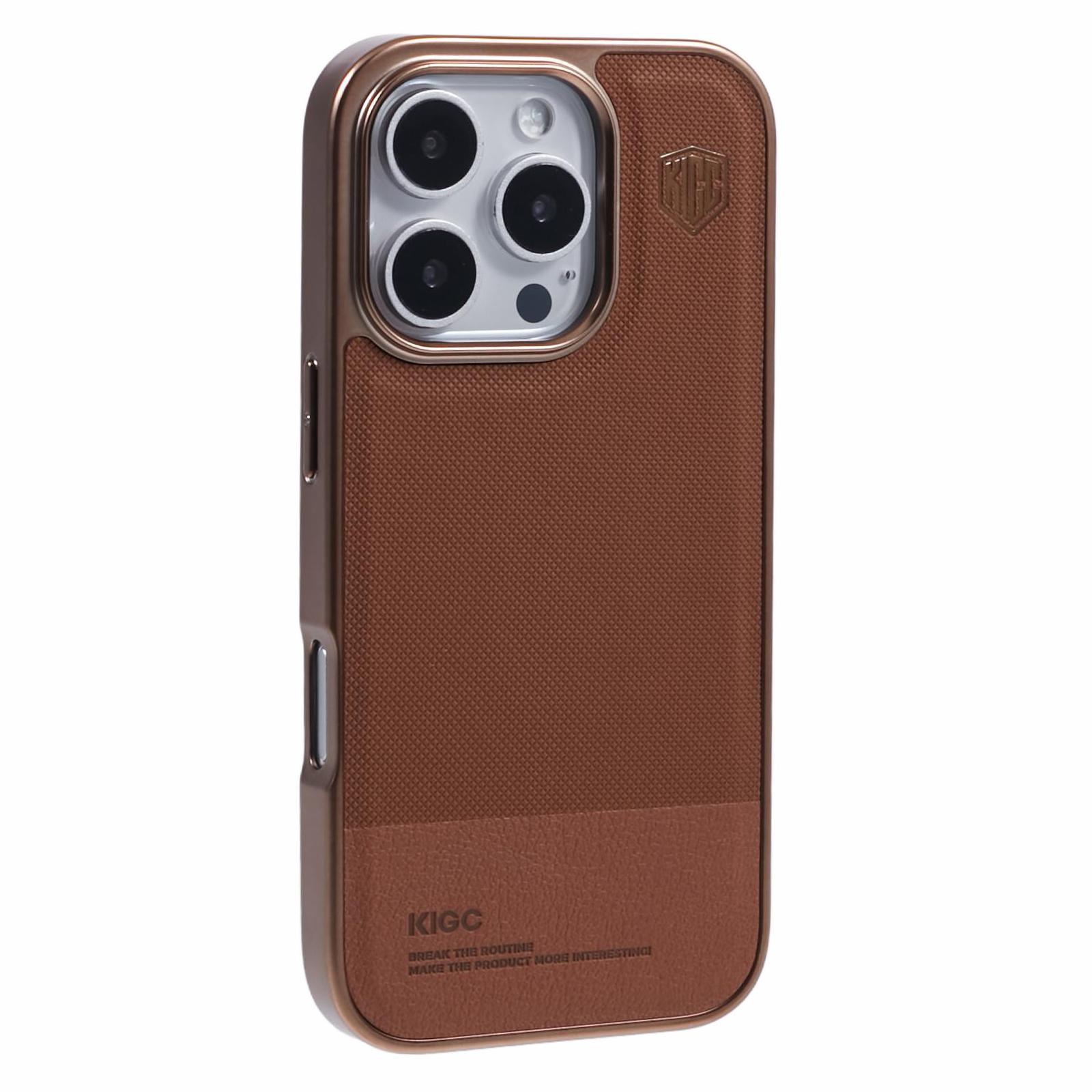 KIGC For iPhone 16 Pro Case PC+TPU+PU Electroplating Phone Cover A