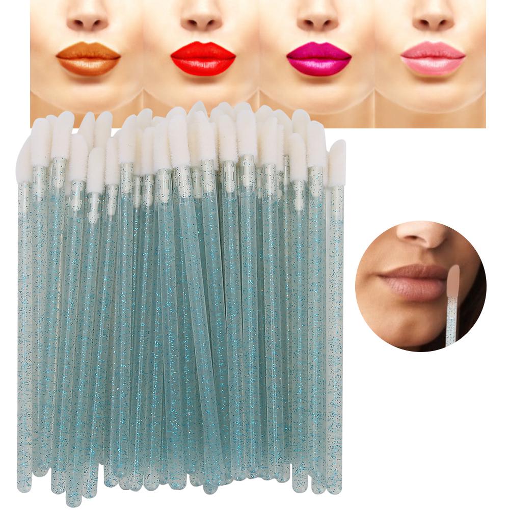 

100pcs Disposable Lip Brush Eyelash Cleaning Cotton Swab Lash Mousse Brush Makeup Tool