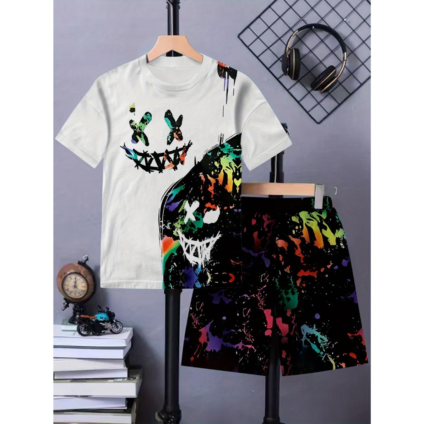 

The 2026 summer new boys set features personalized and fashionable 3D printed patterns 5-6Y