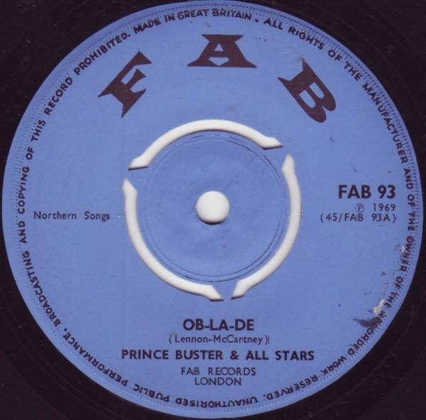 

7inch Record PRINCE BUSTER PRINCE BUSTERS ALL ObLaDe Wreck A Pum Pum FAB93 Fab 1969 UK Reggae Ska Dub Used