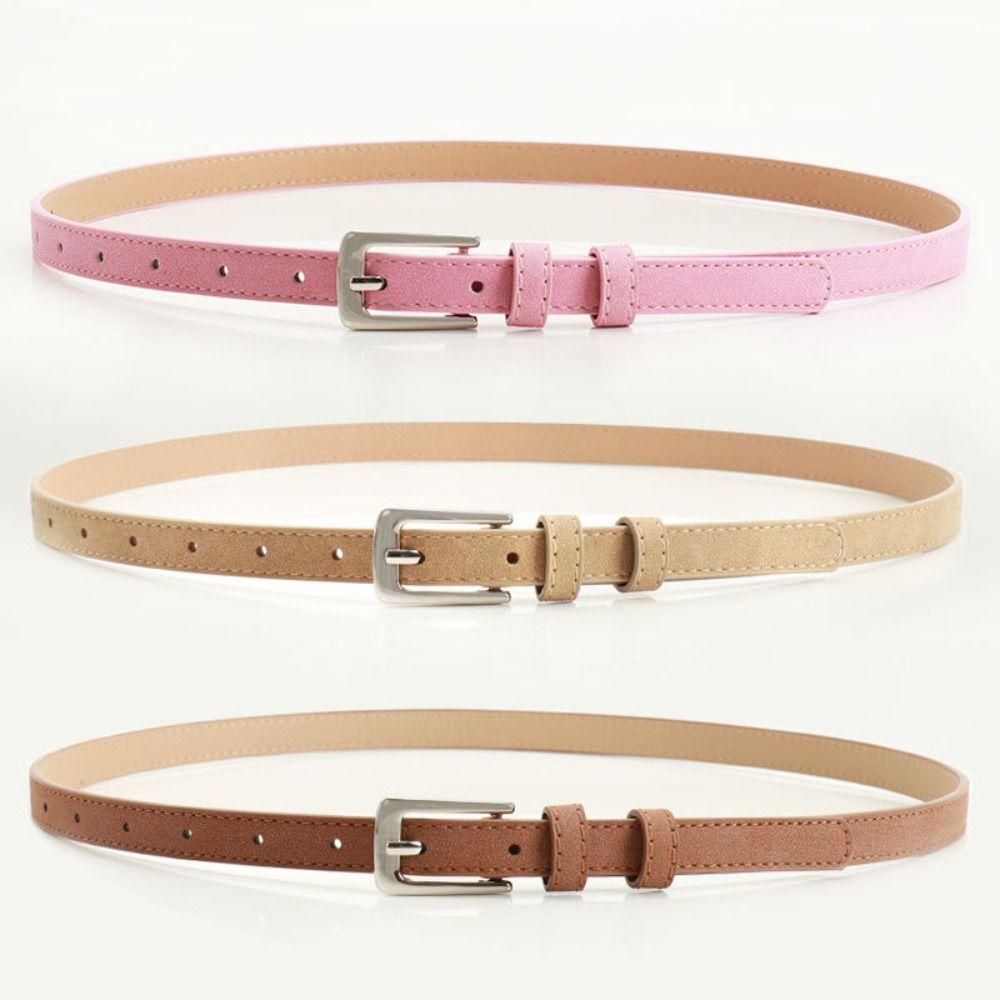 Luxury Design Suede Leather Belt Pin Buckle Frosted Waistband Business Waist Belt  For Women