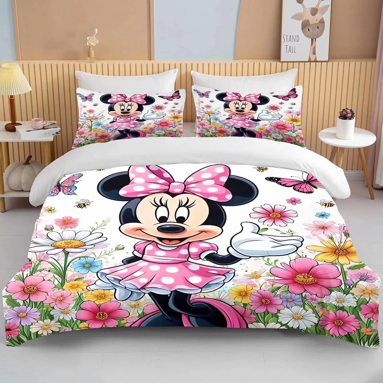 

Minnie Mouse Bedding Sets Soft Comforter Cover Bed Cover Duvet Cover Pillow Case 2-3 Pieces Sets Bedroom Decoration EU Single 135x200cm