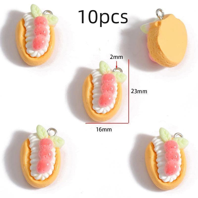 10/12Pcs Strawberry Cake Resin Cartoon Charms Diy Keychain Necklace Earrings Jewelry Making Accessories