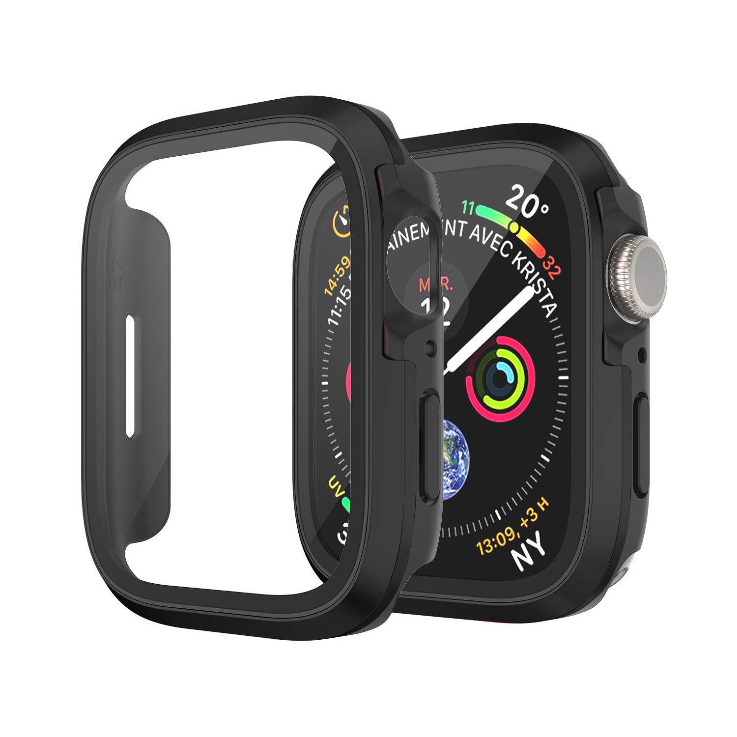 

Стеклянный + металлический чехол для Apple Watch S9 S10 Ultra 49 мм, аксессуары, защитный бампер, закаленный чехол для iwatch series 8 7 se 45 мм 41 мм 44 мм 40 мм 40mm чёрный