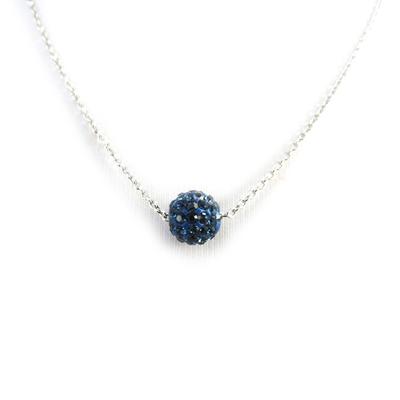 [L9768] - Blue 'Sissi' Silver Necklace (crystal) - 8 Mm