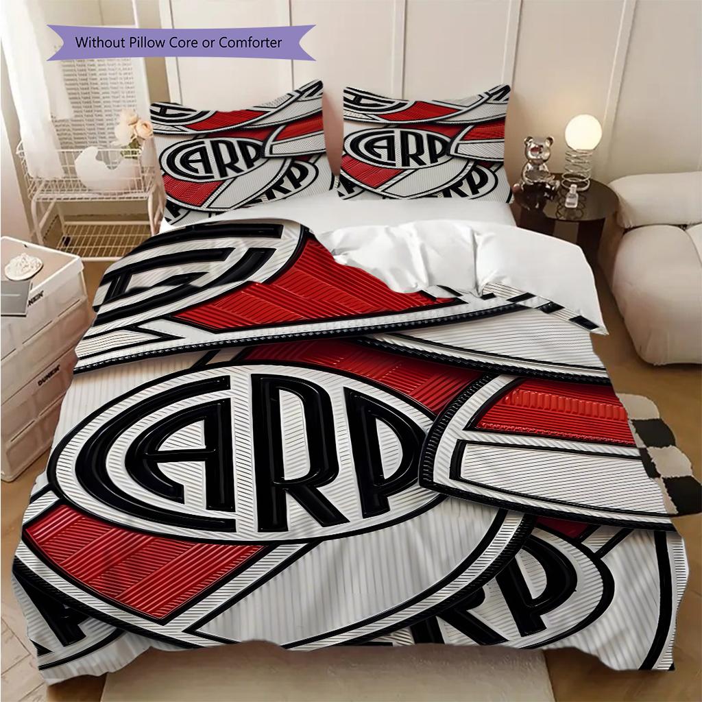 River Plate Logo Pattern Bedding Quilt Set Quilt Cover Pillowcase Home Decoration Birthday Gift (1 * Duvet Cover + 2 * Pillowcase, Without Core)