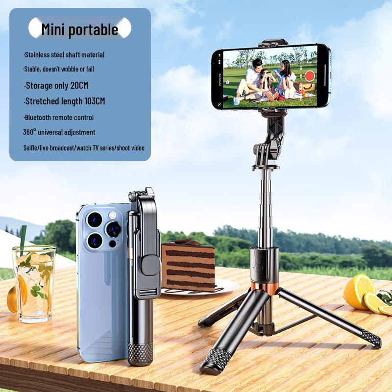 Bluetooth Selfie Stick with Fill Light and Portable Tripod Stand