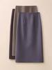 Petite High Waist Midi Skirt with Back Slit - Women's 2025 Spring/Autumn A-Line Slimming Style