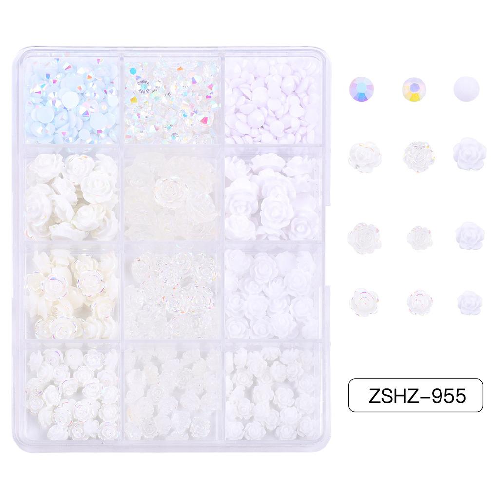 12-Grid Streamer Bow Tie Christmas White Red Resin Bow Nail Jewelry Mixed Set Diy