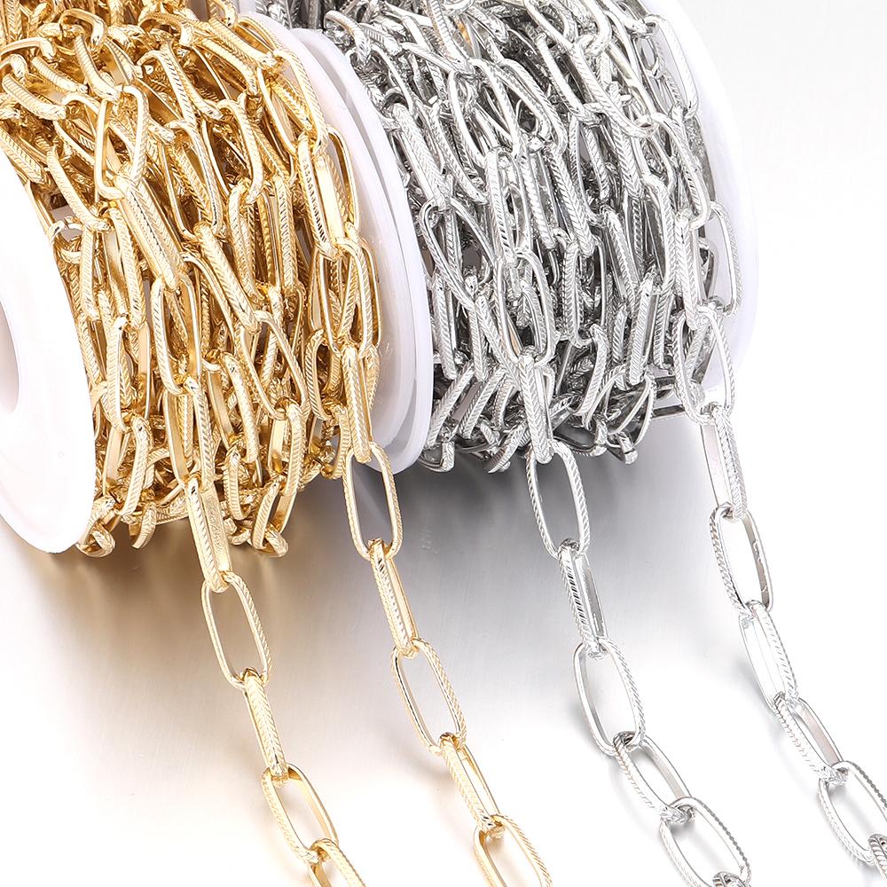 5Yards/Roll Aluminium Chain Gold Silver Color Oval Triangle Cross Link Chain For Jewelry Making DIY Necklace Bracelet Components