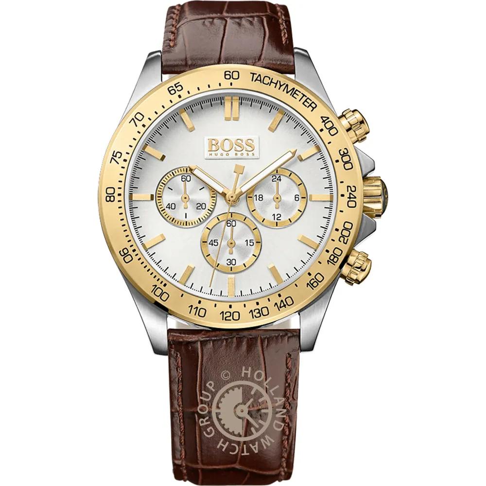 BOSS Ikon Silver Dial Brown Leather Men s Quartz Watch 1513174 серебряный