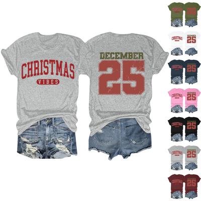 Women's Fashion Printed Round Neck Short Sleeve T-Shirt Pullover Top