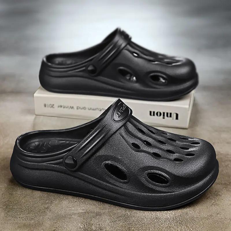 

Тапочки для мужчин 2024 года, модные сандалии Eva Hole, мужские туфли Mascullino Trend Rubber, оригинальные, дешевые, корейский стиль, низкая цена, стиль 39-40