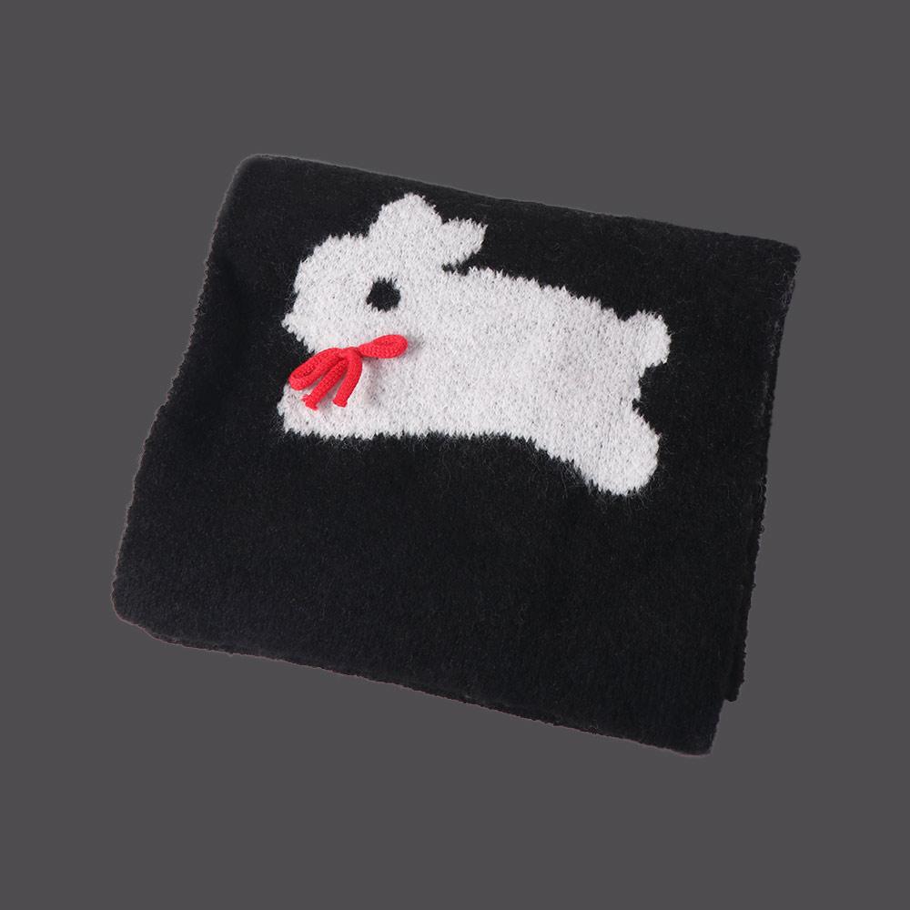 Polyester Rabbit Knitted Scarf Warmer Long Scarf Gift Cartoon Thick Shawl  Girls