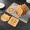Household kitchen wooden insulation mat, square, cartoon, animal shaped dining table mat, thick, heat-resistant, hollow, non slip coaster